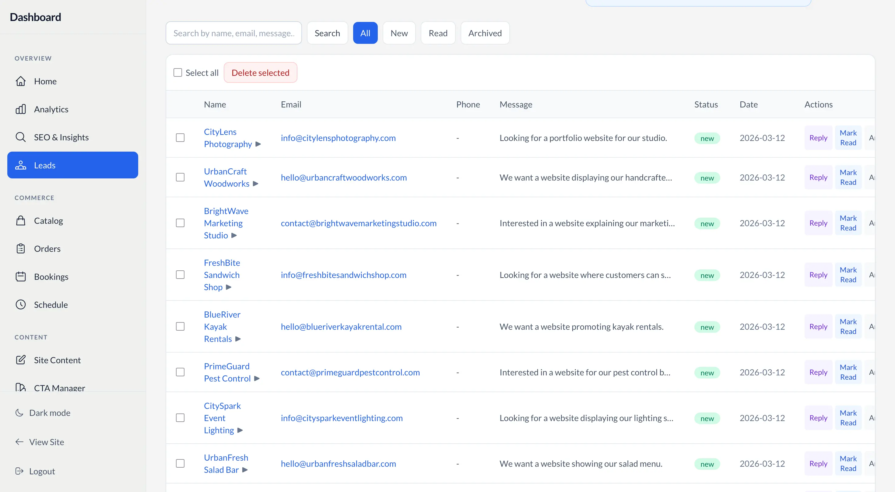 CRM and leads management