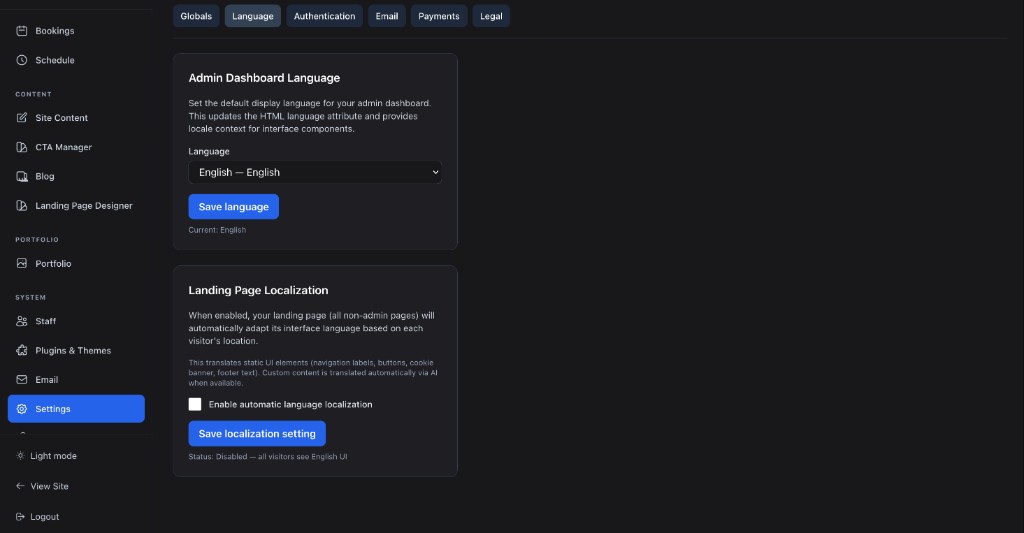 Localization and language settings